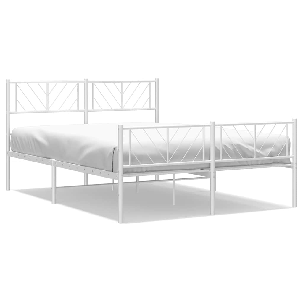 sengeramme med sengegavl og fodgærde 150x200 cm metal hvid
