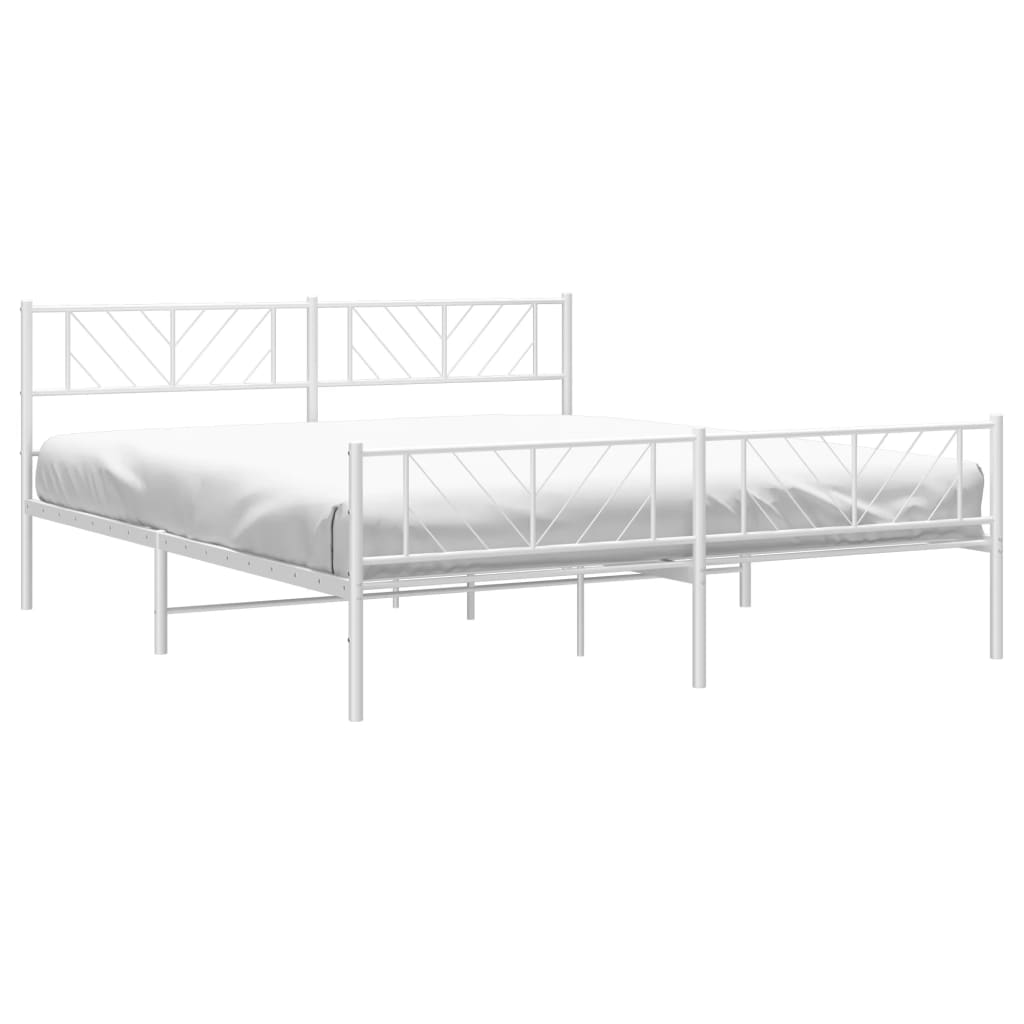 sengeramme med sengegavl og fodgærde 183x213 cm metal hvid