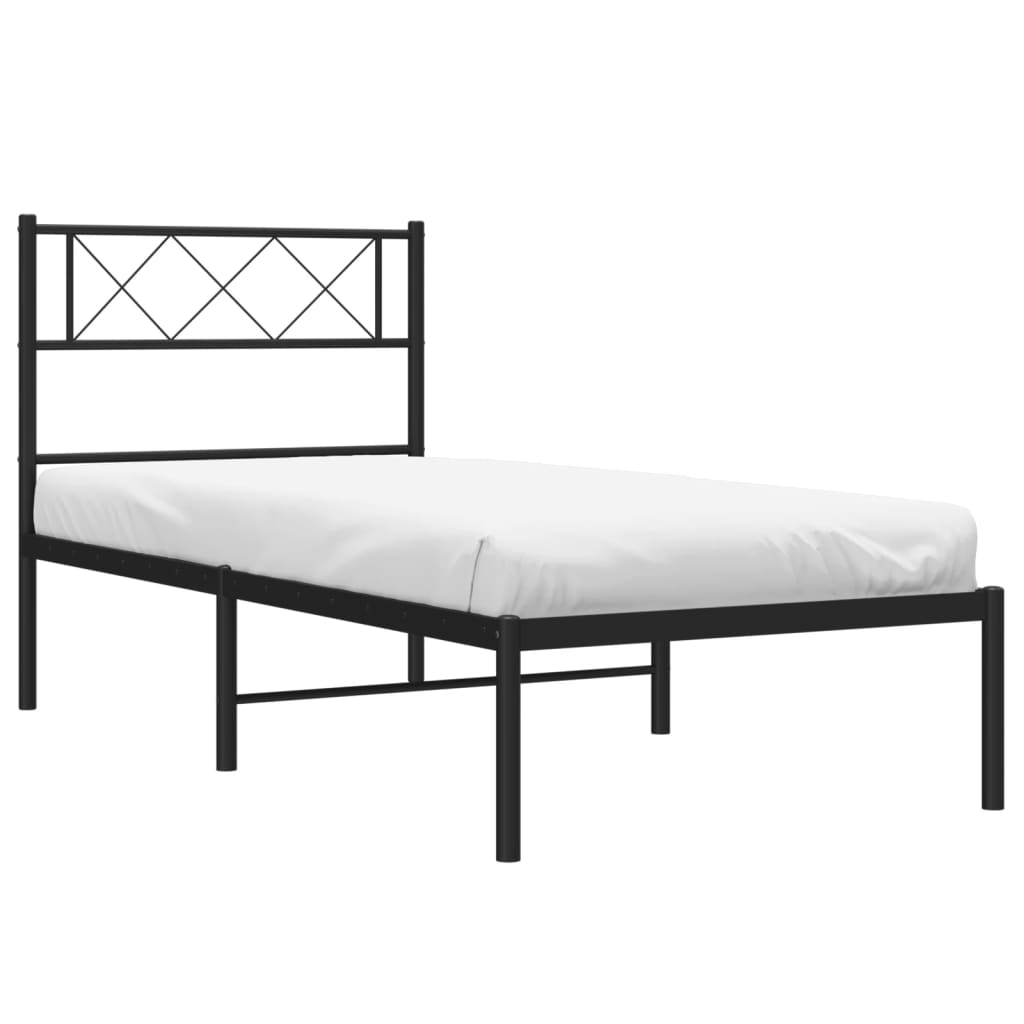 sengeramme med sengegavl 90x190 cm metal sort