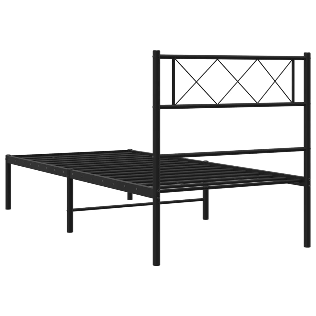sengeramme med sengegavl 90x190 cm metal sort
