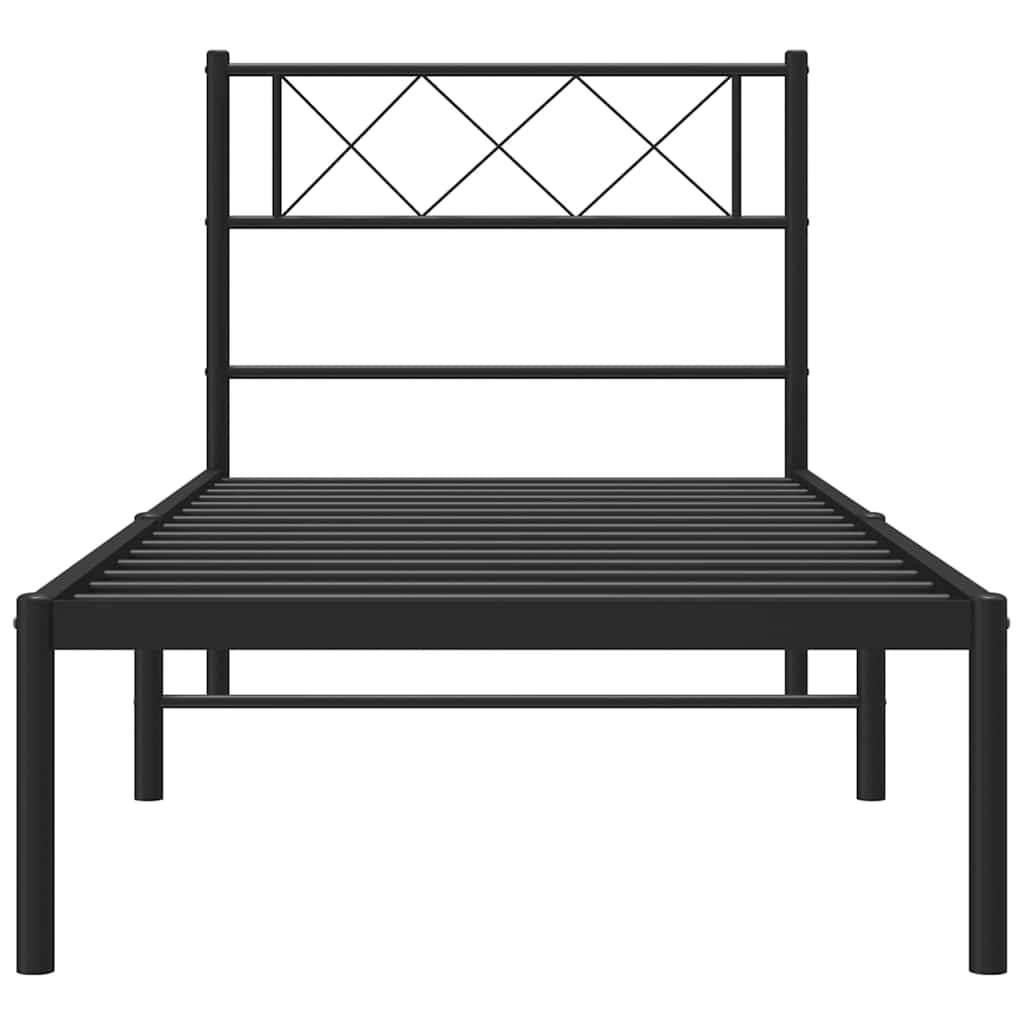 sengeramme med sengegavl 100x190 cm metal sort