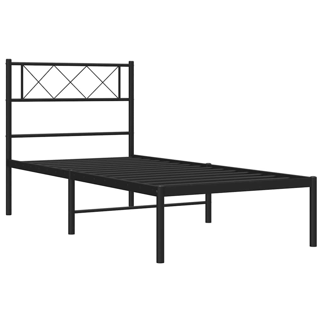 sengeramme med sengegavl 100x190 cm metal sort