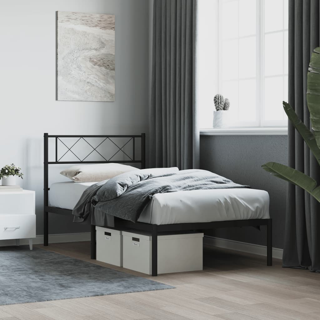 sengeramme med sengegavl 107x203 cm metal sort