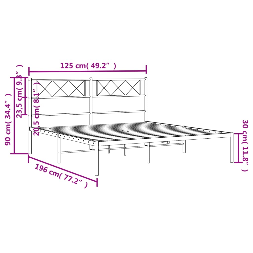 sengeramme med sengegavl 120x190 cm metal sort