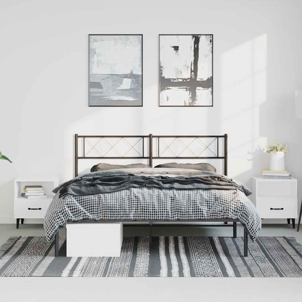sengeramme med sengegavl 135x190 cm metal sort