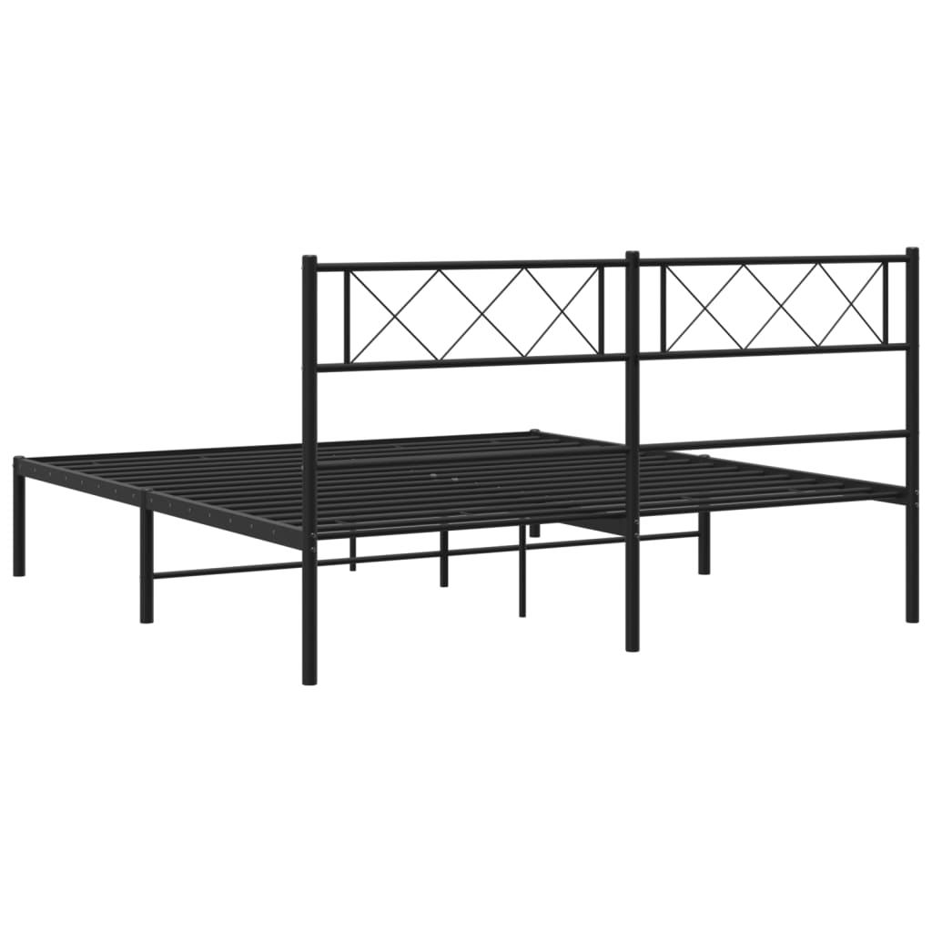 sengeramme med sengegavl 140x190 cm metal sort
