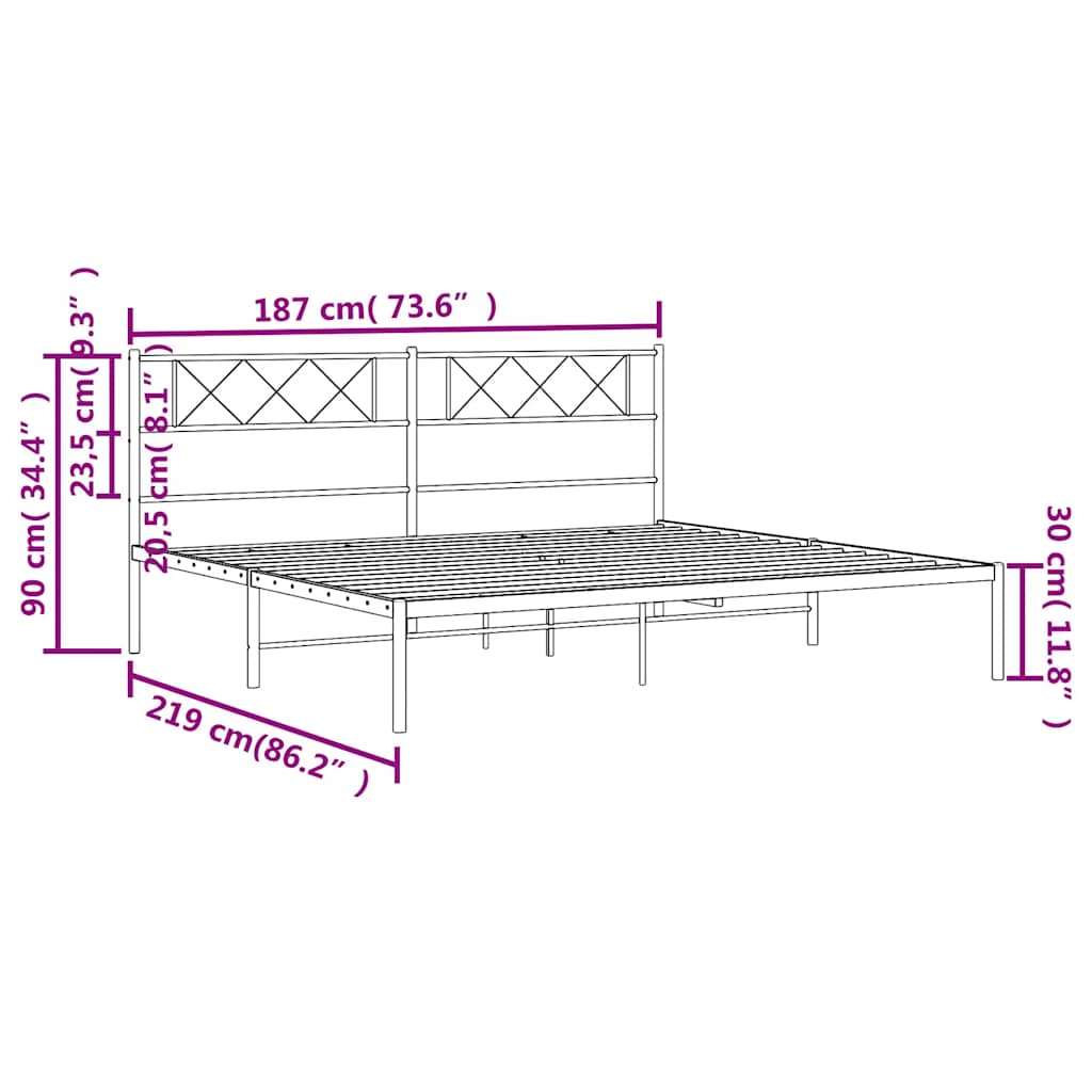 sengeramme med sengegavl 183x213 cm metal sort