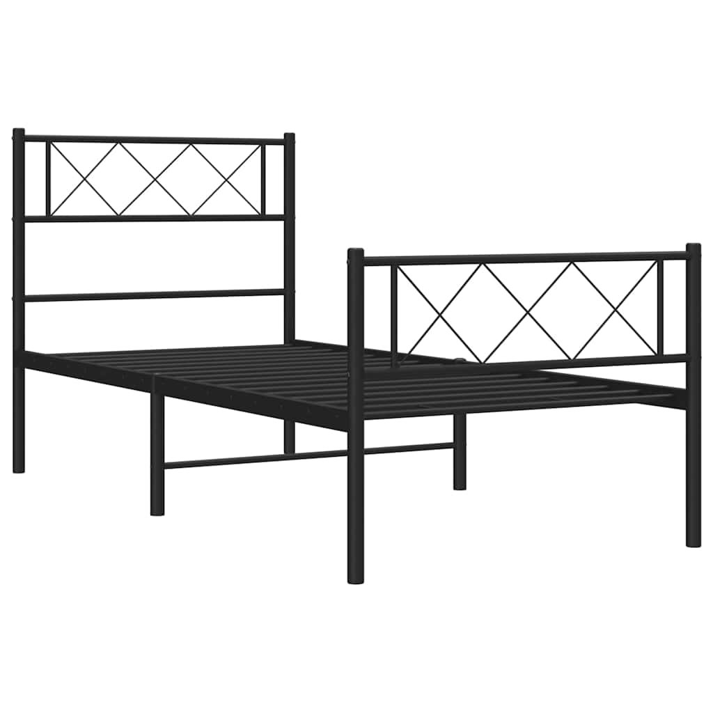 sengeramme med sengegavl og fodgærde 100x190 cm metal sort