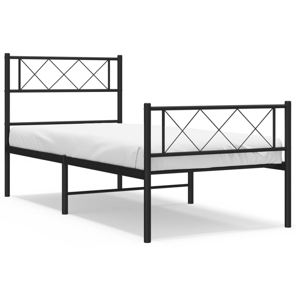 sengeramme med sengegavl og fodgærde 107x203 cm metal sort