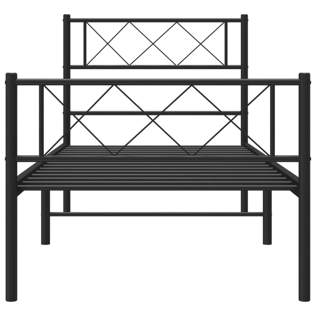 sengeramme med sengegavl og fodgærde 107x203 cm metal sort