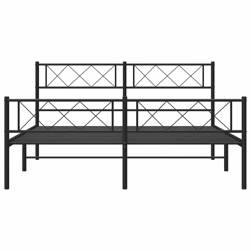 sengeramme med sengegavl og fodgærde 120x190 cm metal sort