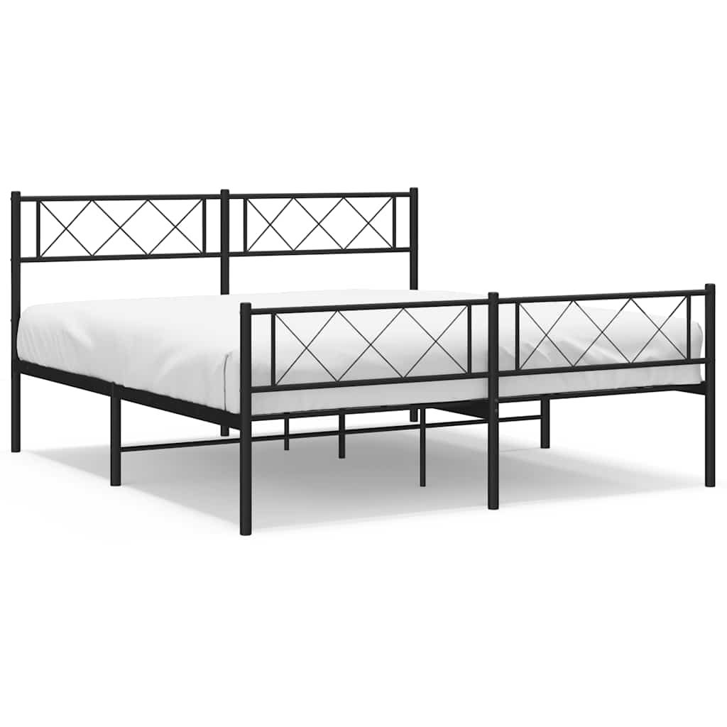 sengeramme med sengegavl og fodgærde 120x200 cm metal sort