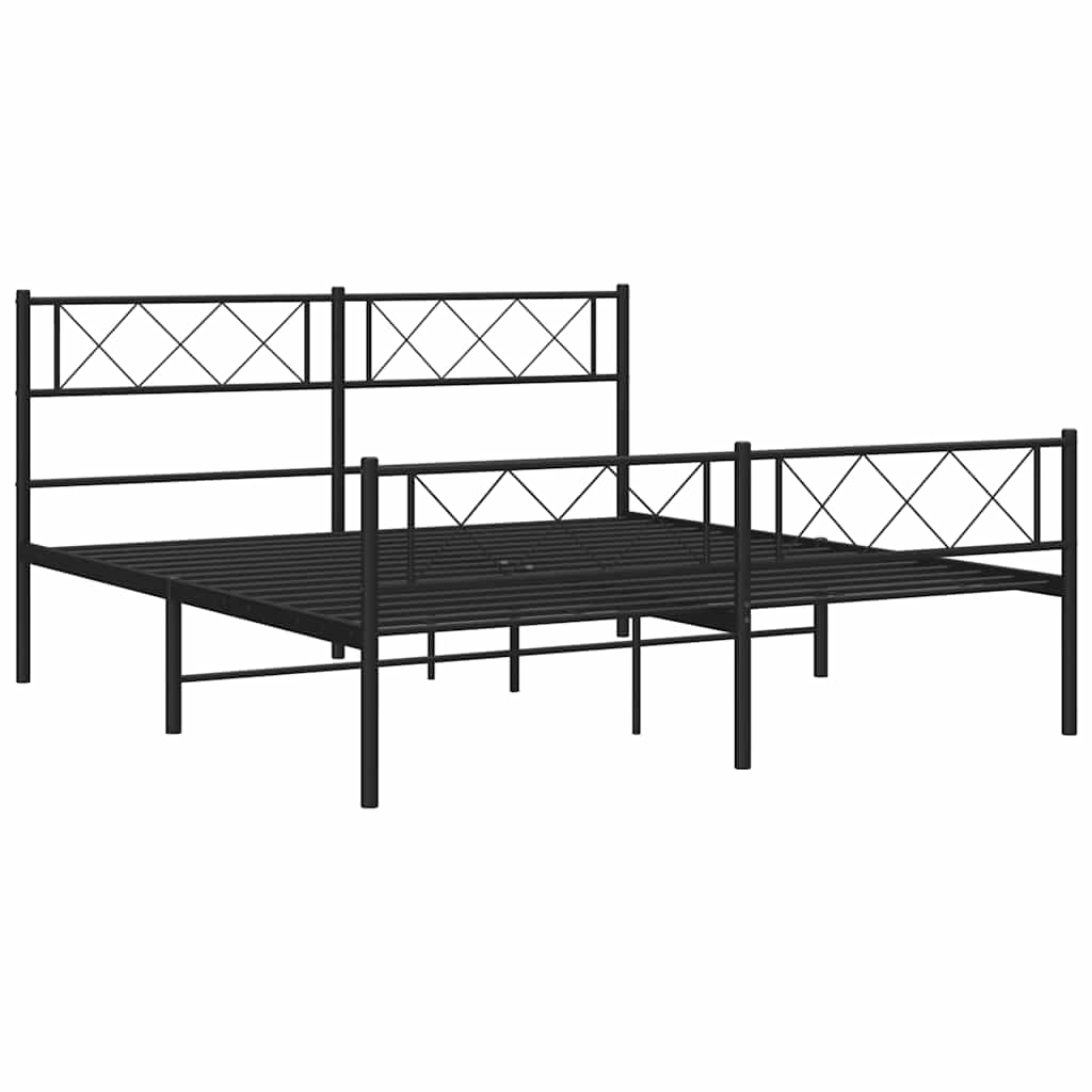 sengeramme med sengegavl og fodgærde 120x200 cm metal sort