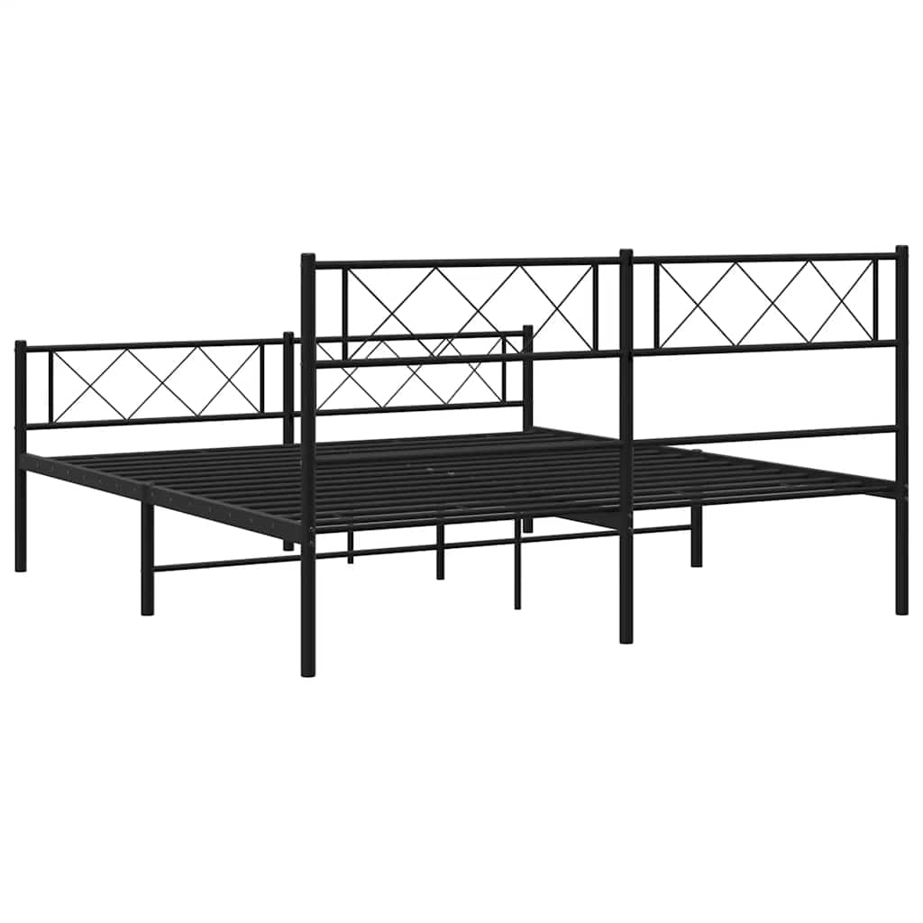 sengeramme med sengegavl og fodgærde 120x200 cm metal sort