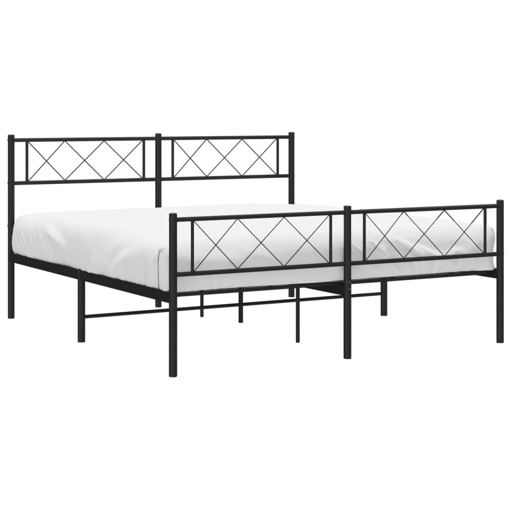 sengeramme med sengegavl og fodgærde 140x200 cm metal sort