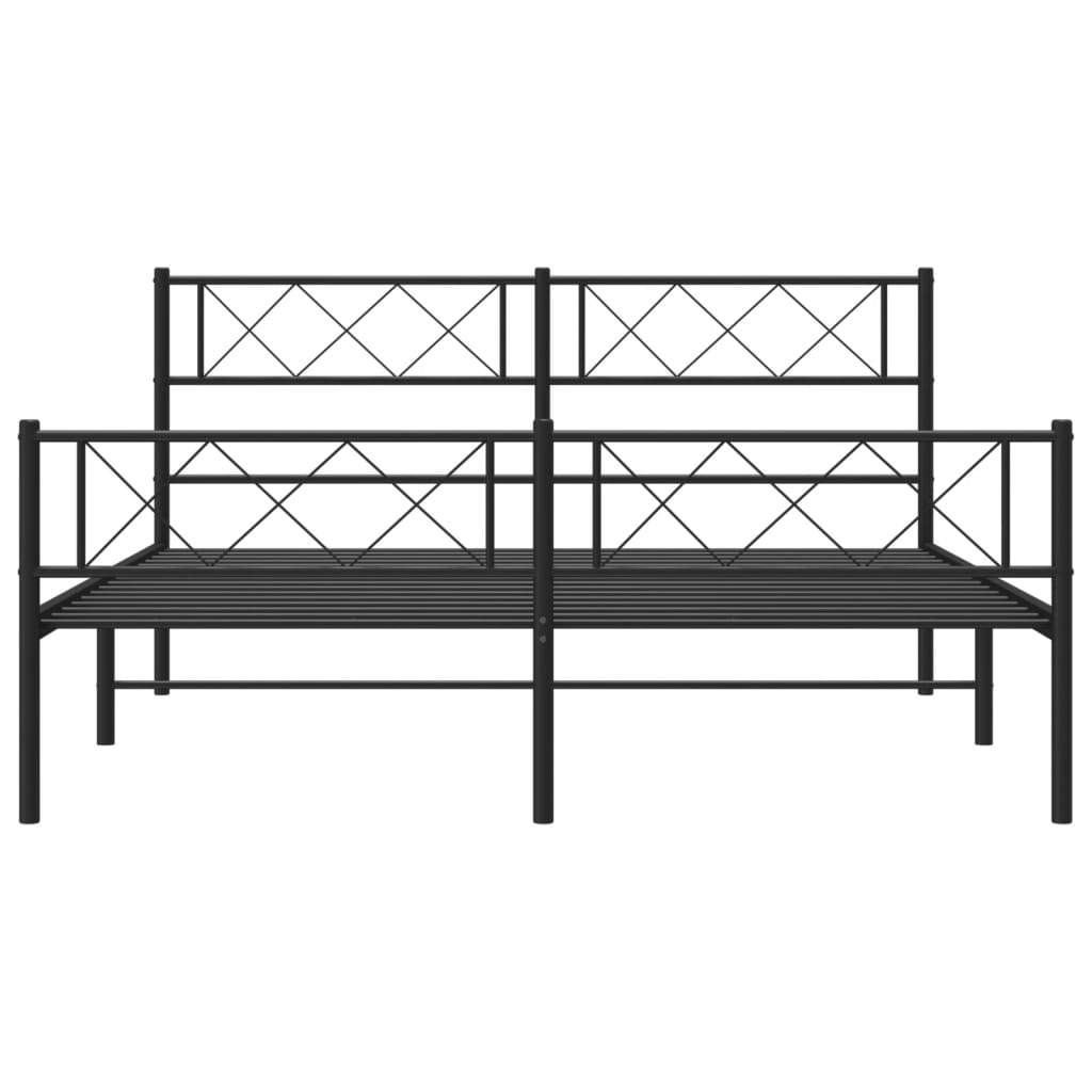 sengeramme med sengegavl og fodgærde 140x200 cm metal sort