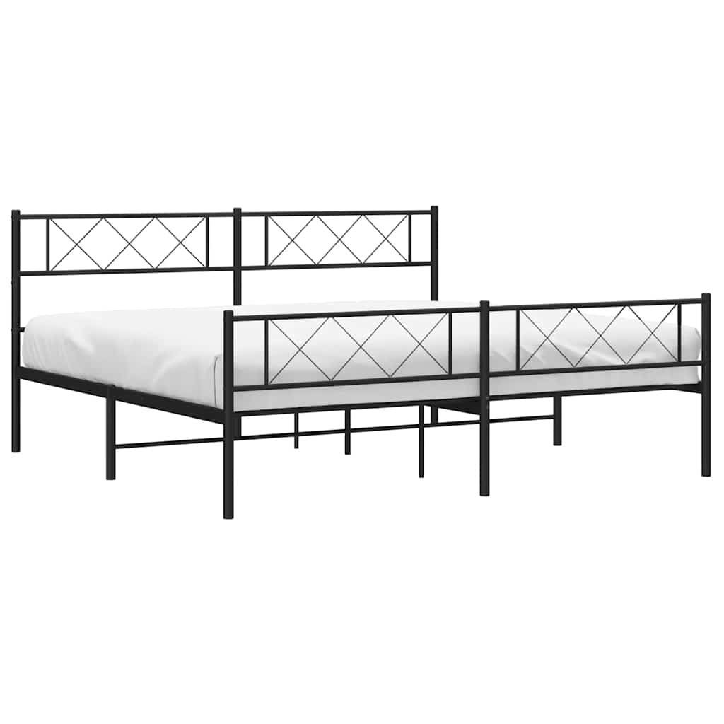 sengeramme med sengegavl og fodgærde 183x213 cm metal sort