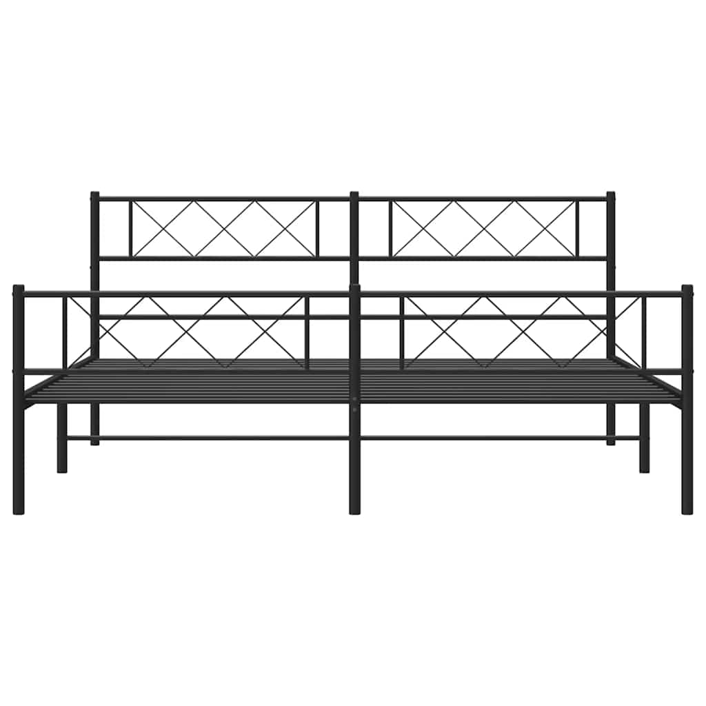 sengeramme med sengegavl og fodgærde 183x213 cm metal sort