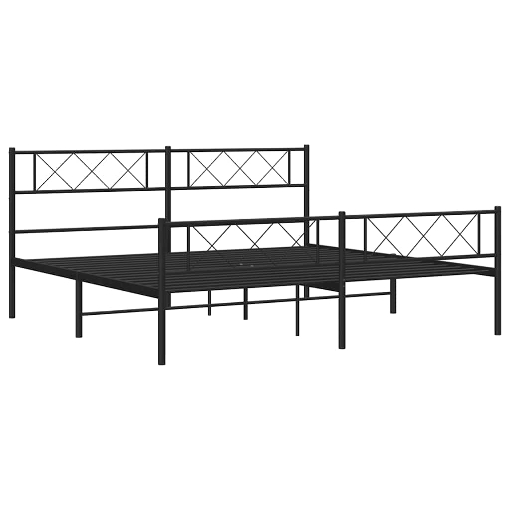 sengeramme med sengegavl og fodgærde 183x213 cm metal sort