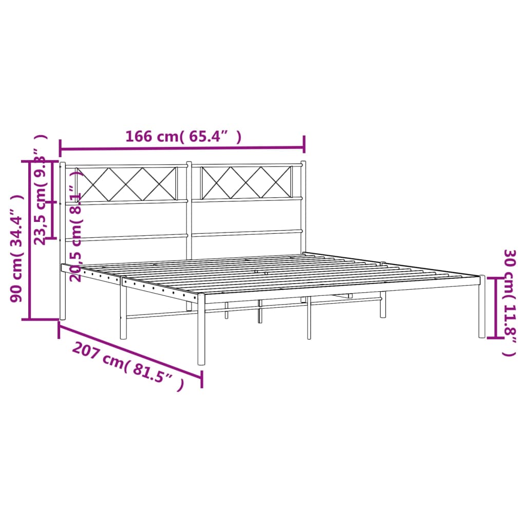 sengeramme med sengegavl 160x200 cm metal hvid