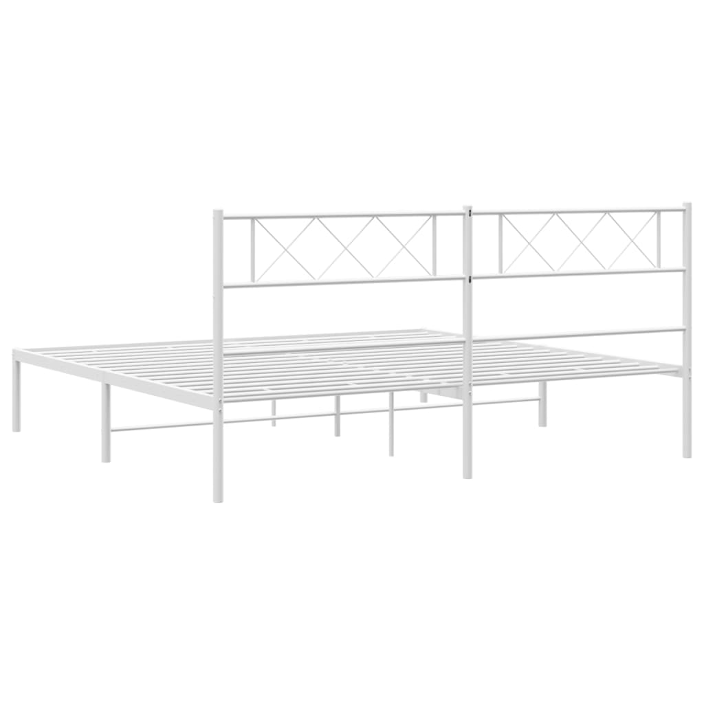 sengeramme med sengegavl 180x200 cm metal hvid