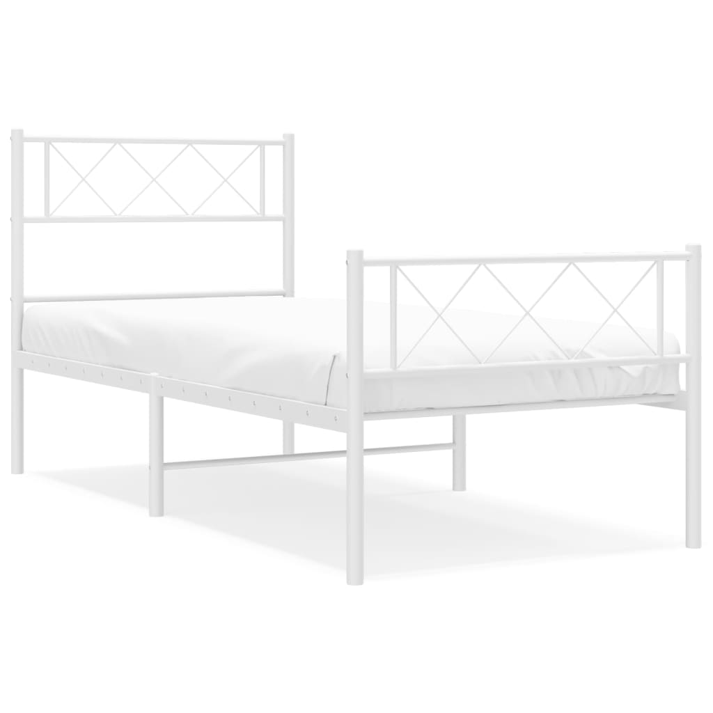 sengeramme med sengegavl og fodgærde 80x200 cm metal hvid