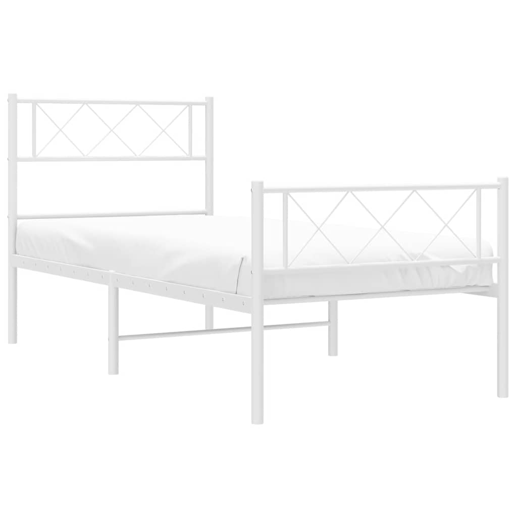 sengeramme med sengegavl og fodgærde 100x200 cm metal hvid