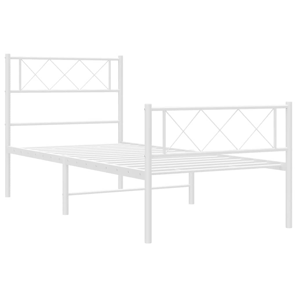 sengeramme med sengegavl og fodgærde 100x200 cm metal hvid