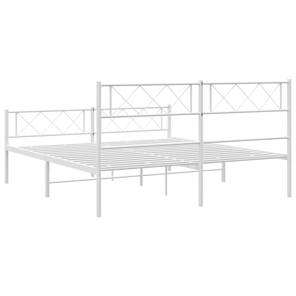 sengeramme med sengegavl og fodgærde 120x200 cm metal hvid