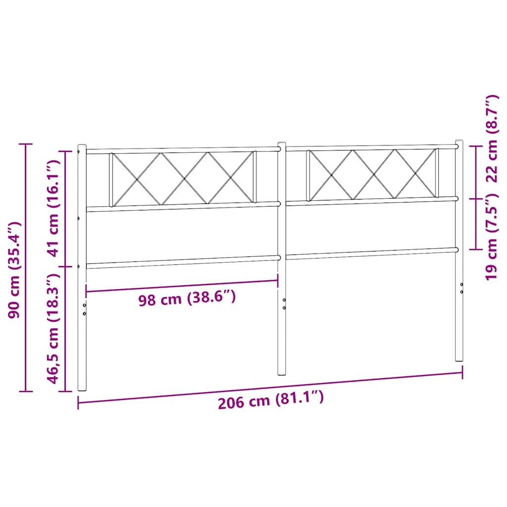 udskiftningsgavl 200 cm metal hvid