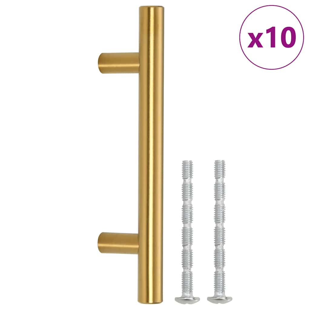 skabshåndtag 10 stk. 64 mm rustfrit stål guldfarvet