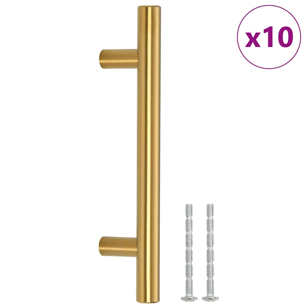 skabshåndtag 10 stk. 96 mm rustfrit stål guldfarvet