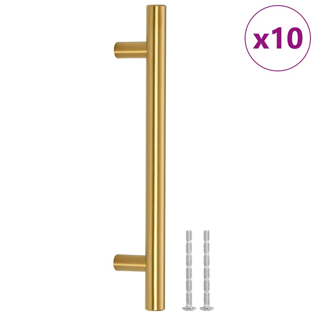 skabshåndtag 10 stk. 128 mm rustfrit stål guldfarvet