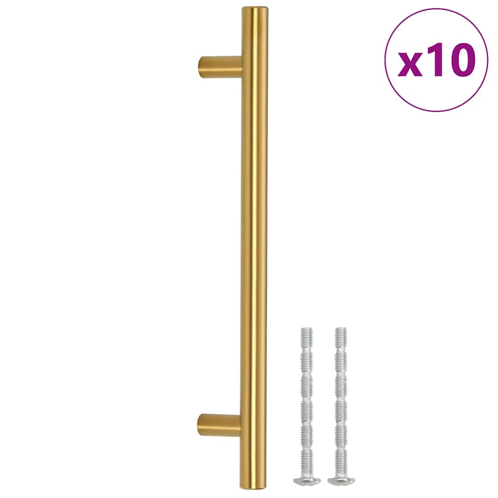 skabshåndtag 10 stk. 160 mm rustfrit stål guldfarvet
