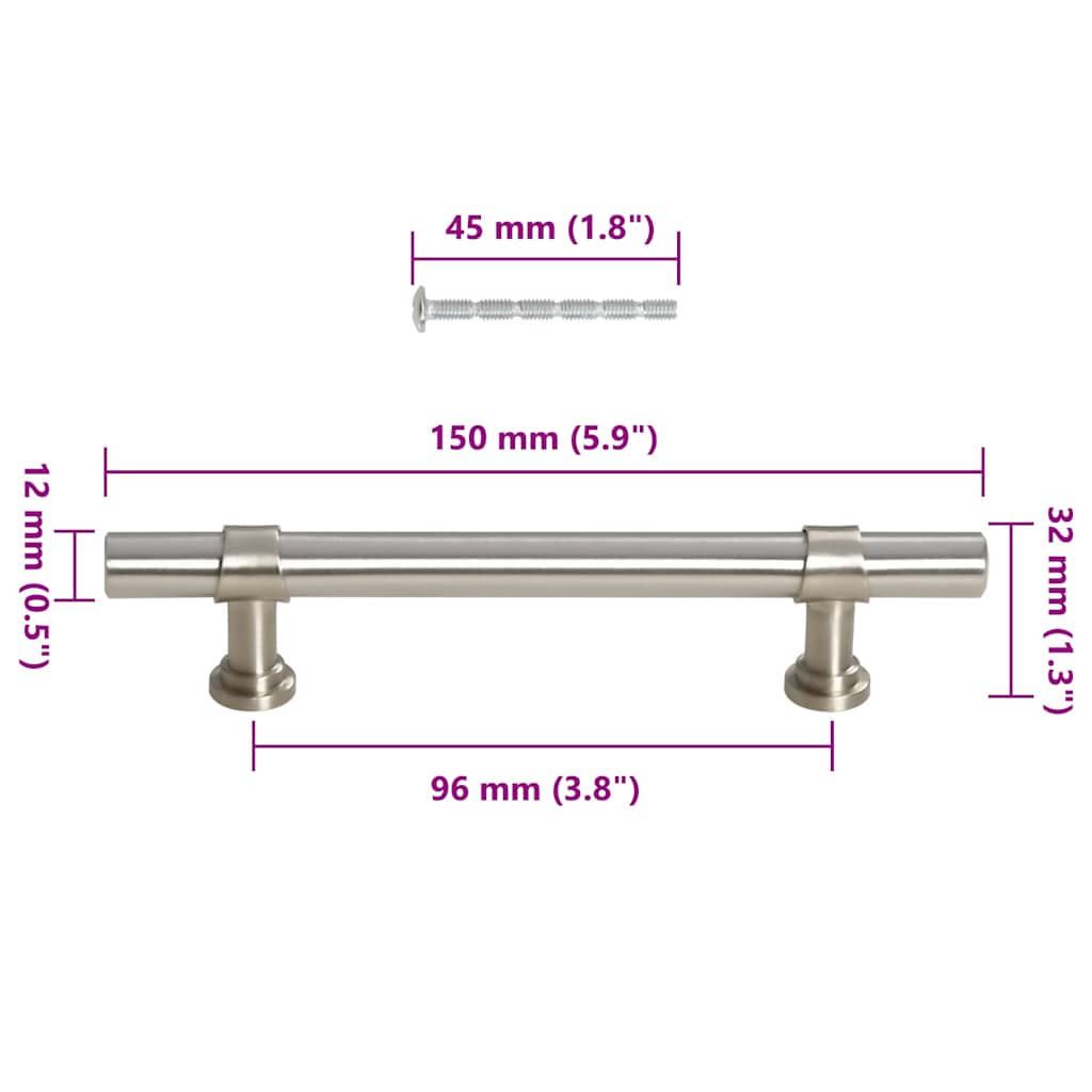 skabshåndtag 10 stk. 96 mm rustfrit stål sølvfarvet