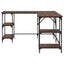 skrivebord 139x139x75 cm konstrueret træ brun egetræsfarve