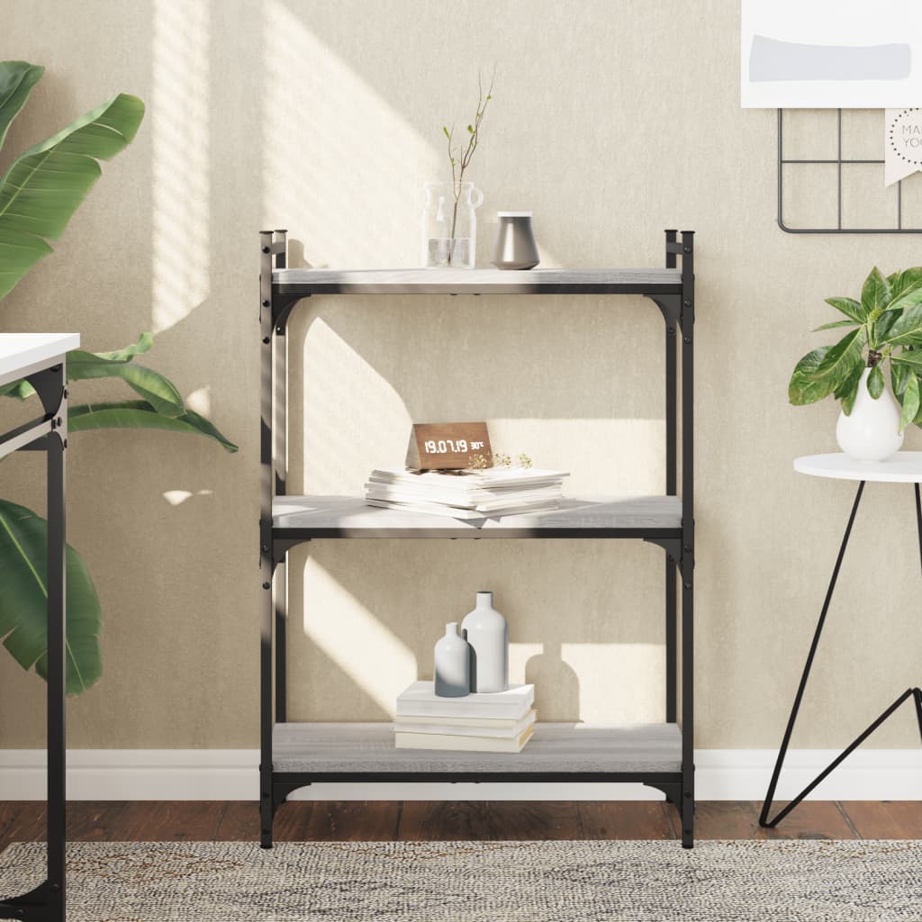 bogreol 60x30x86 cm 3 hylder konstrueret træ grå sonoma-eg billede