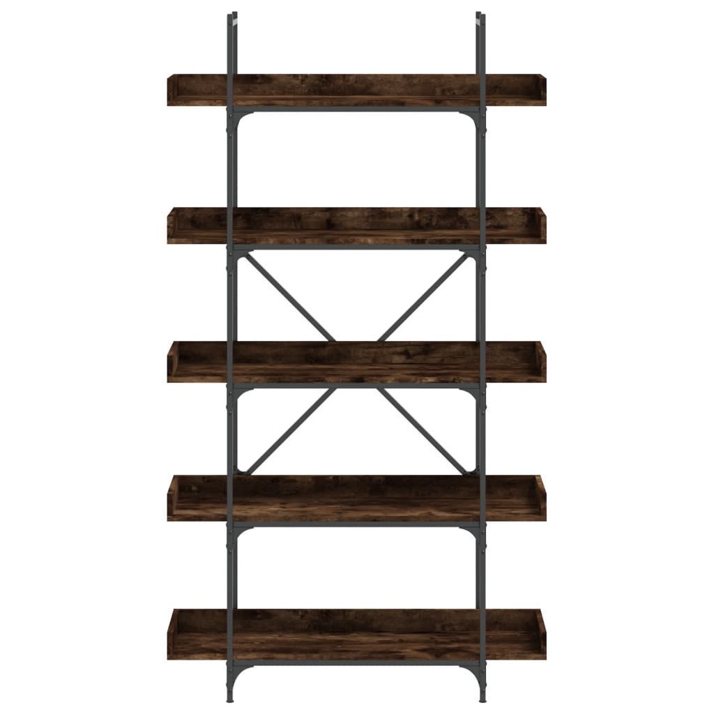 bogreol 100x33x180,5 cm 5 hylder konstrueret træ røget eg