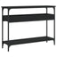 konsolbord med hylde 100x29x75 cm konstrueret træ sort
