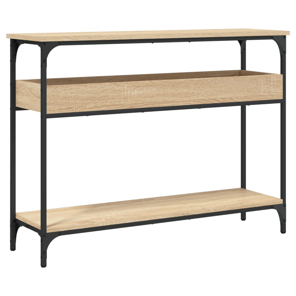 konsolbord med hylde sonoma eg 100x29x75cm konstrueret træ