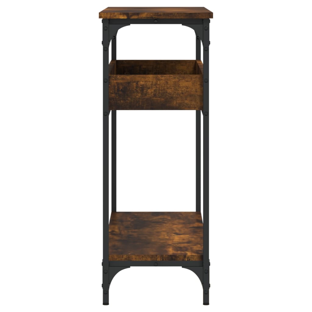 konsolbord med hylde 100x29x75 cm konstrueret træ røget eg
