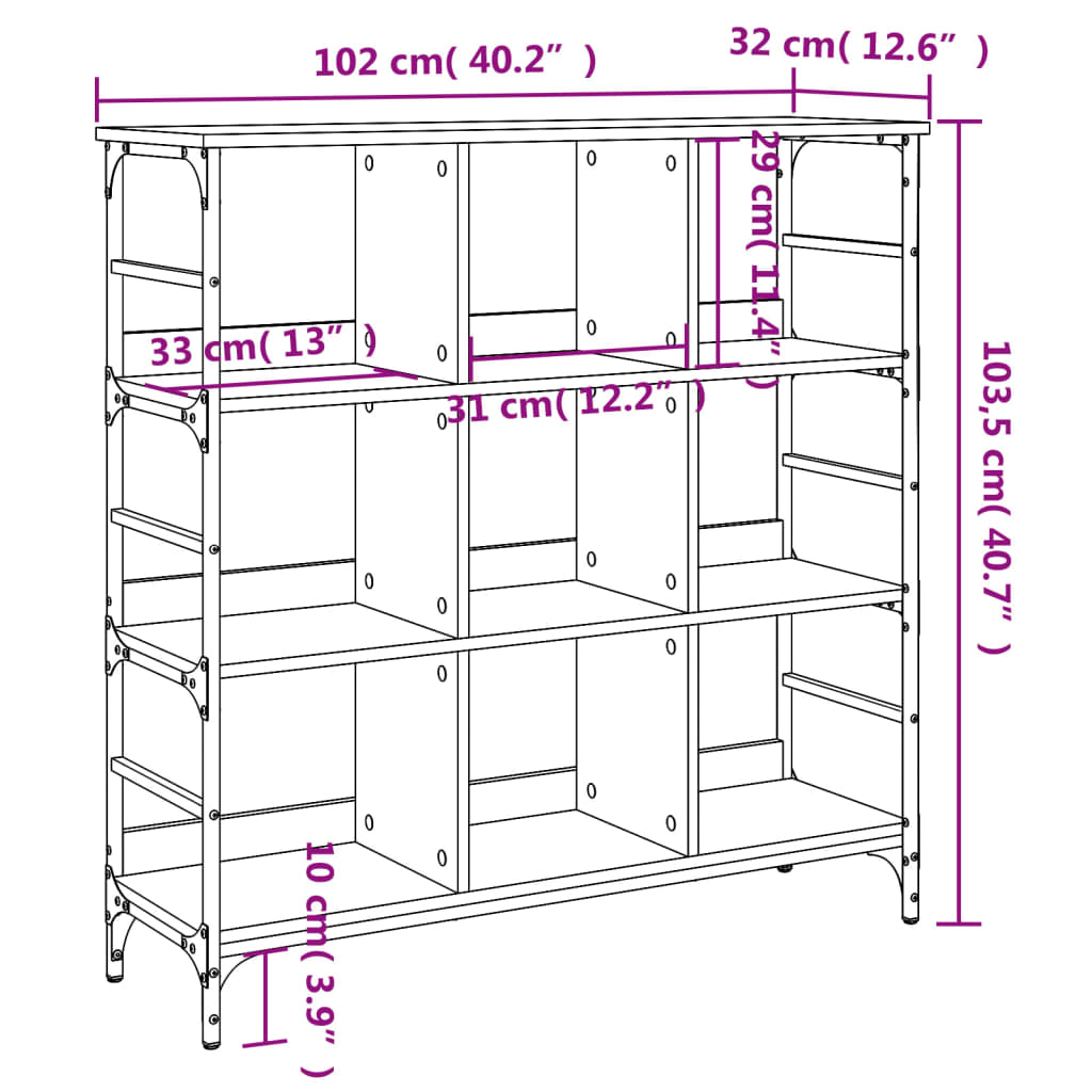 skænk 102x32x103,5 cm konstrueret træ sort