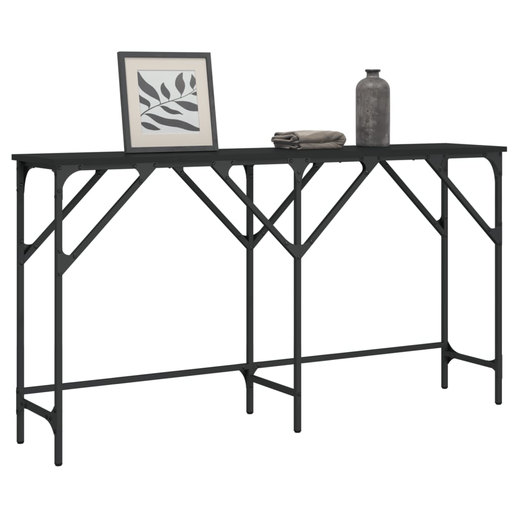 konsolbord 140x29x75 cm konstrueret træ sort