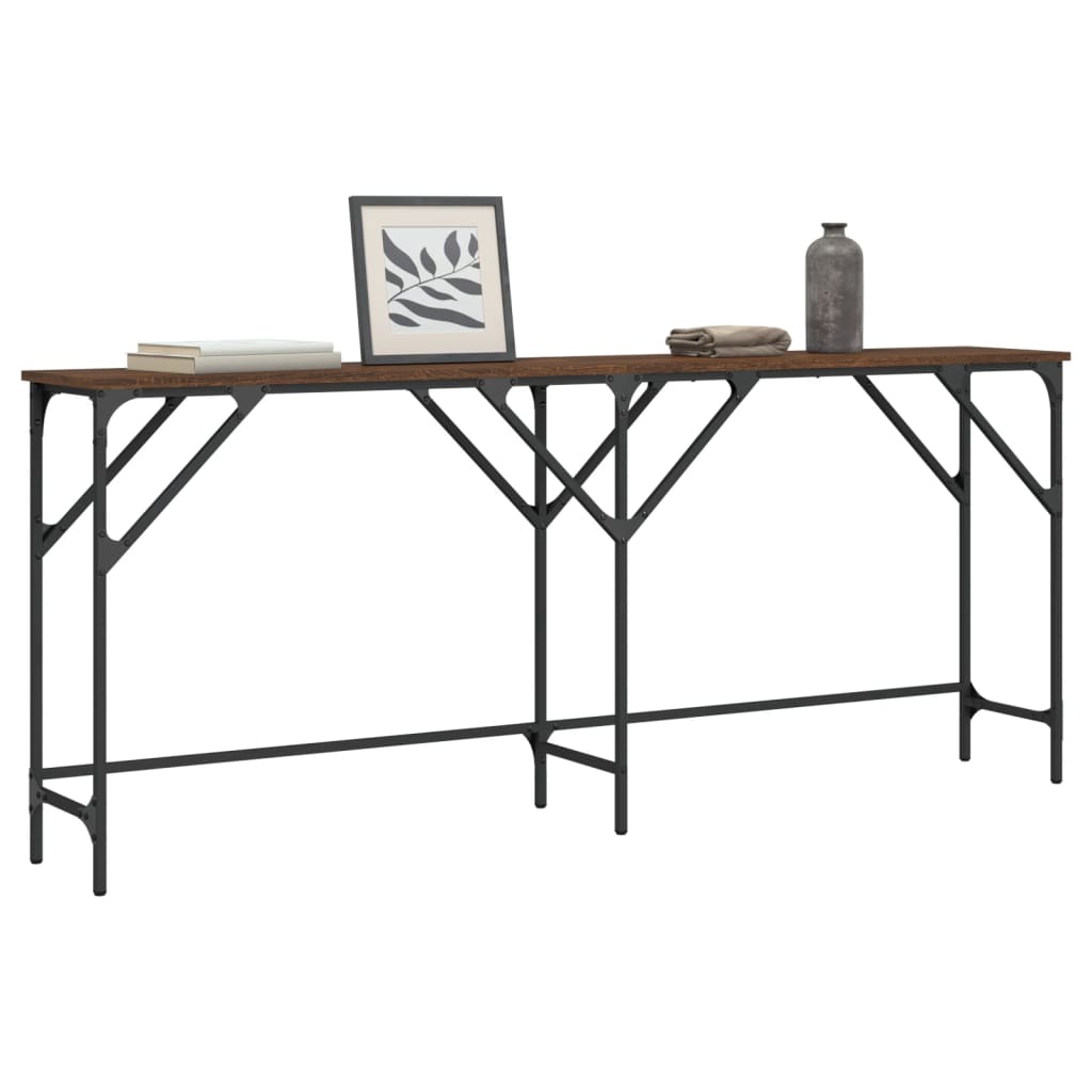konsolbord 180x29x75 cm konstrueret træ brun egetræsfarve