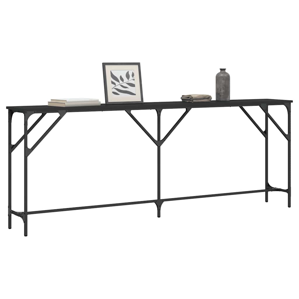 konsolbord 200x29x75 cm konstrueret træ sort