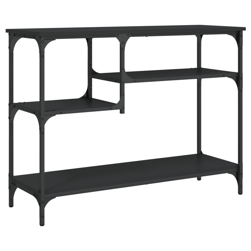 konsolbord med hylder 100x35x75 cm sort