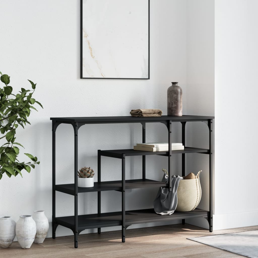 konsolbord med hylder 100x35x75 cm sort