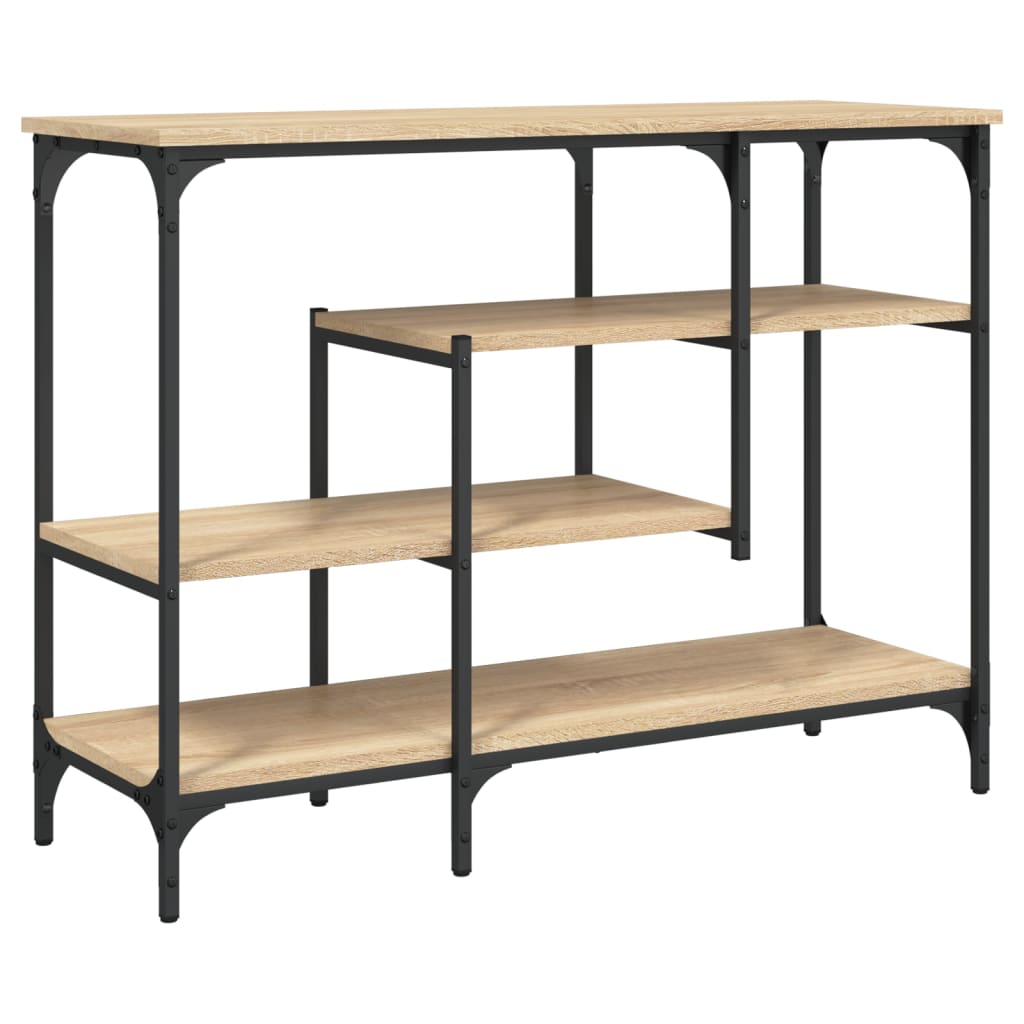 konsolbord med hylder 100x35x75 cm sonoma-eg