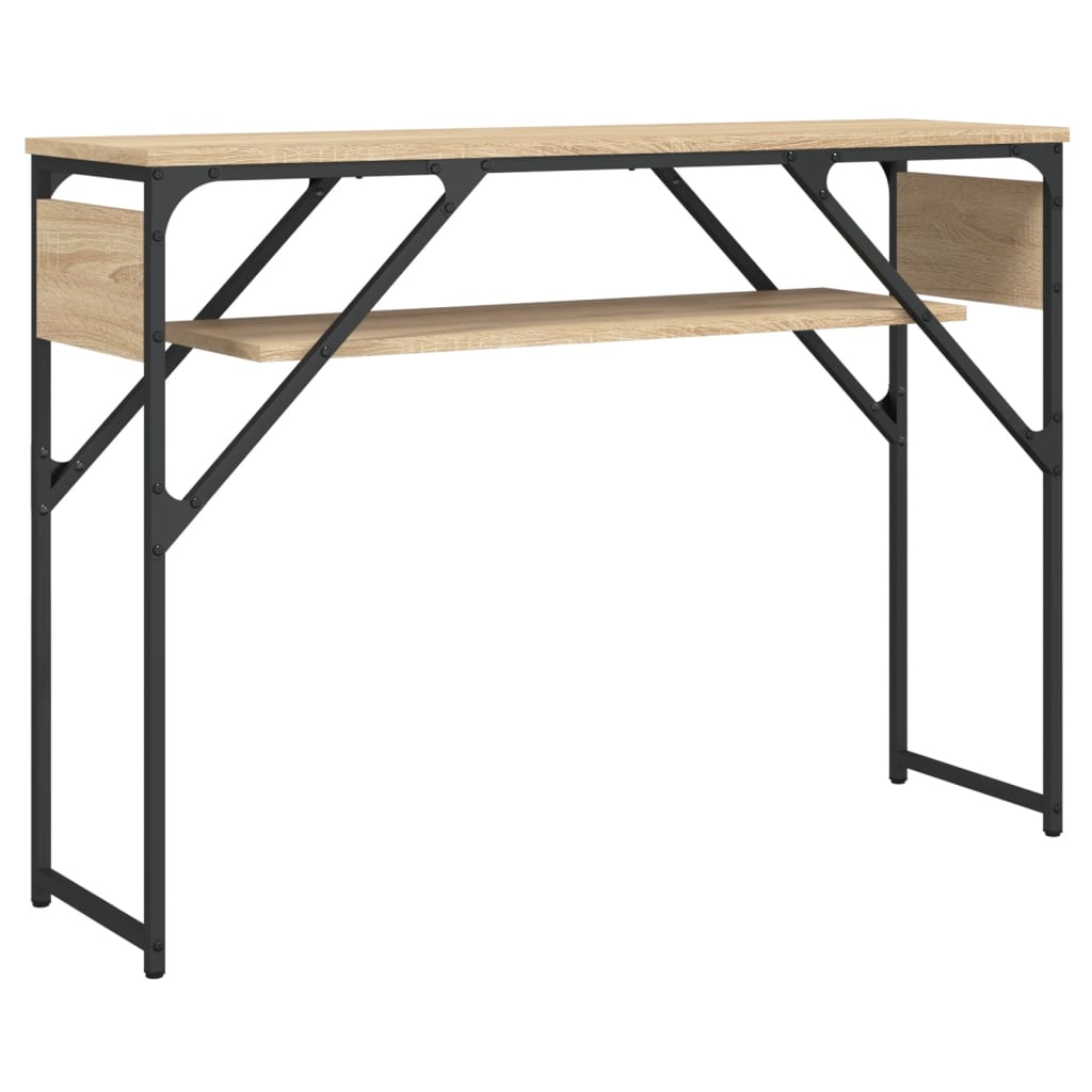 konsolbord med hylde 105x30x75 cm konstrueret træ sonoma-eg