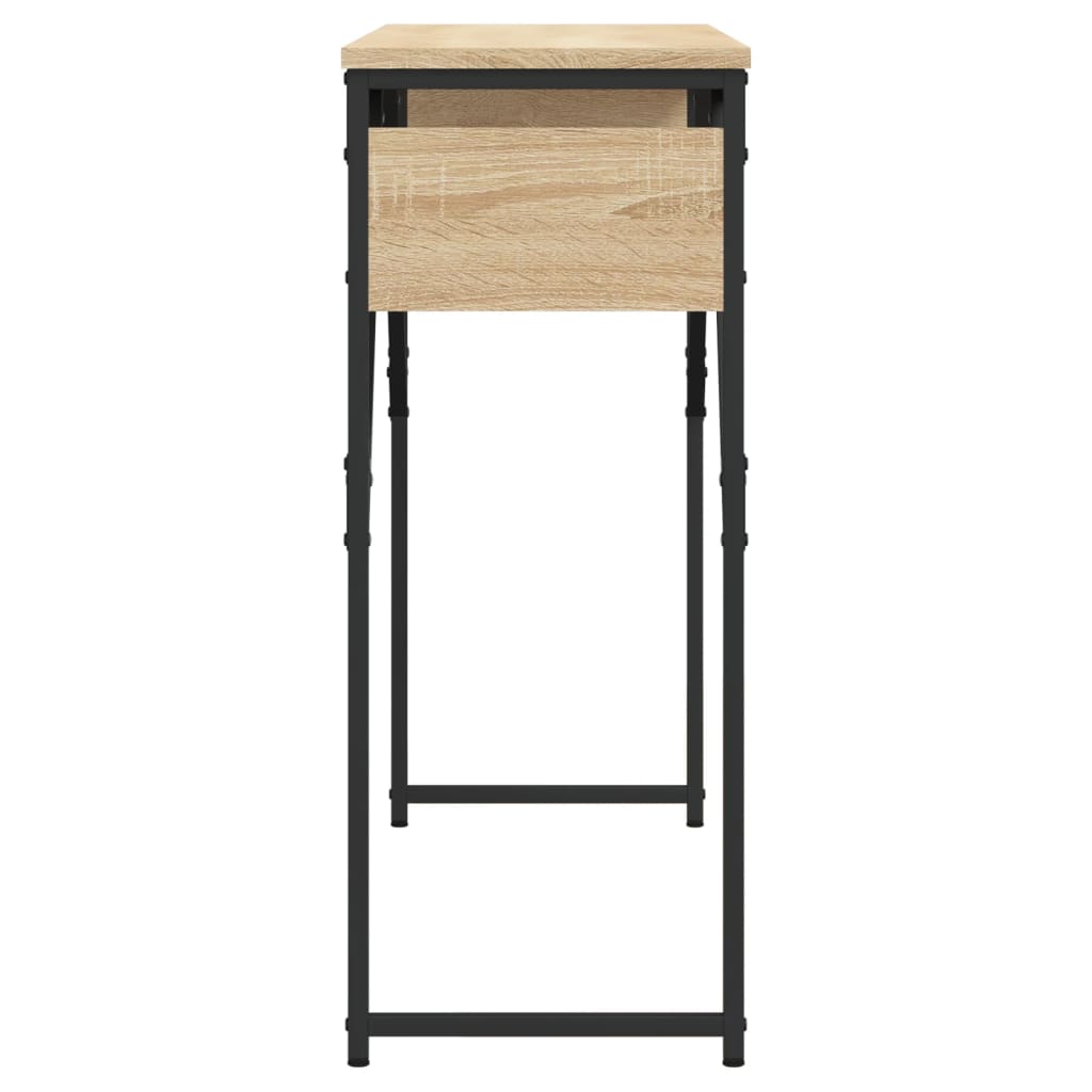 konsolbord med hylde 105x30x75 cm konstrueret træ sonoma-eg